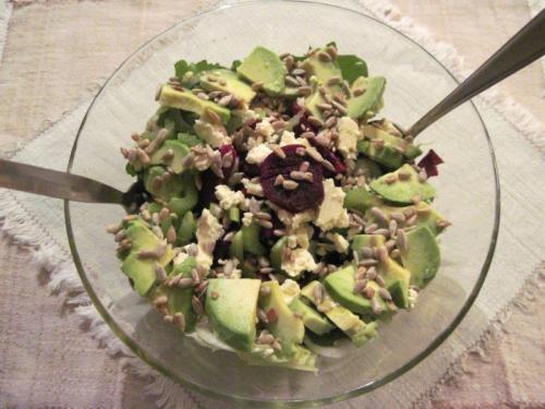 Beetroot, avocado and feta salad