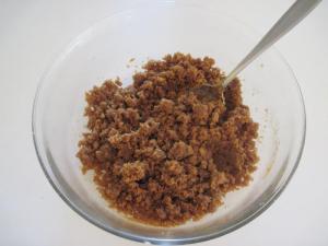 Biscuits crumbs and butter mixed
