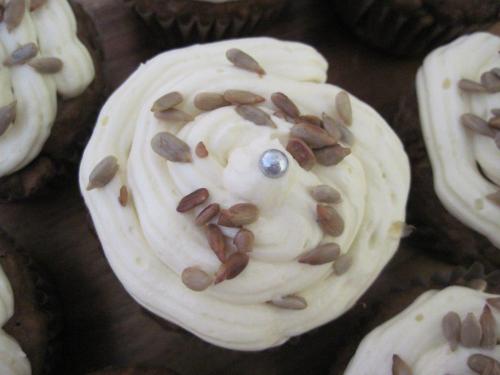 Carrot cake muffin with cream cheese icing